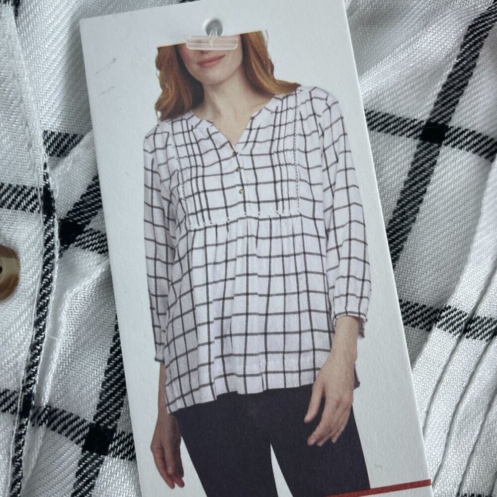 Womens Wrangler Checkered Long Sleeve Tunic Top XL V-Neck NWT 4343 - Picture 3 of 9